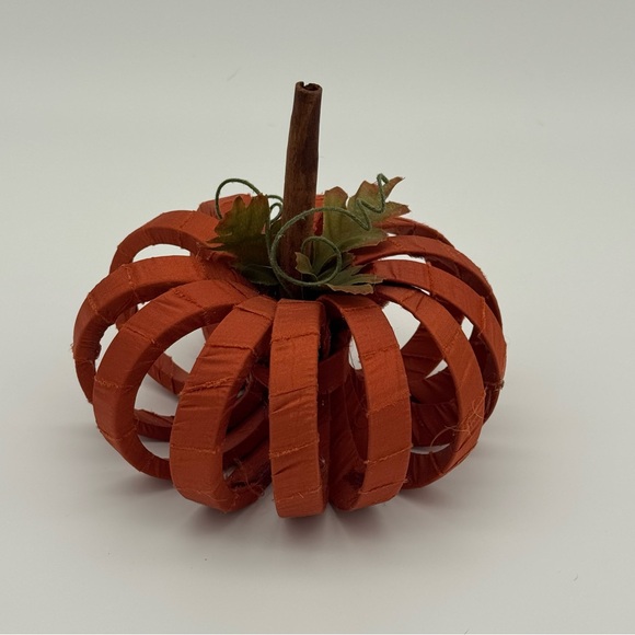 Satin Wrapped Pumpkin Decor Fall Decorations Autumn Halloween Orange New - Picture 1 of 7